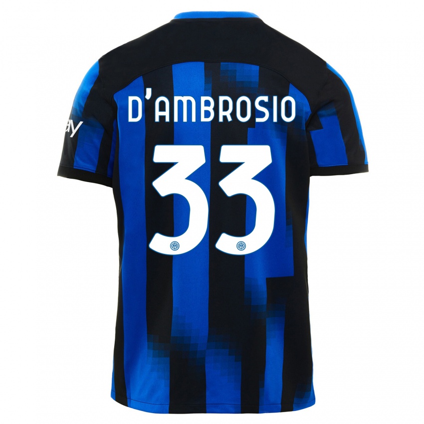 Mænd Danilo D'ambrosio #33 Sort Blå Hjemmebane Spillertrøjer 2023/24 Trøje T-Shirt