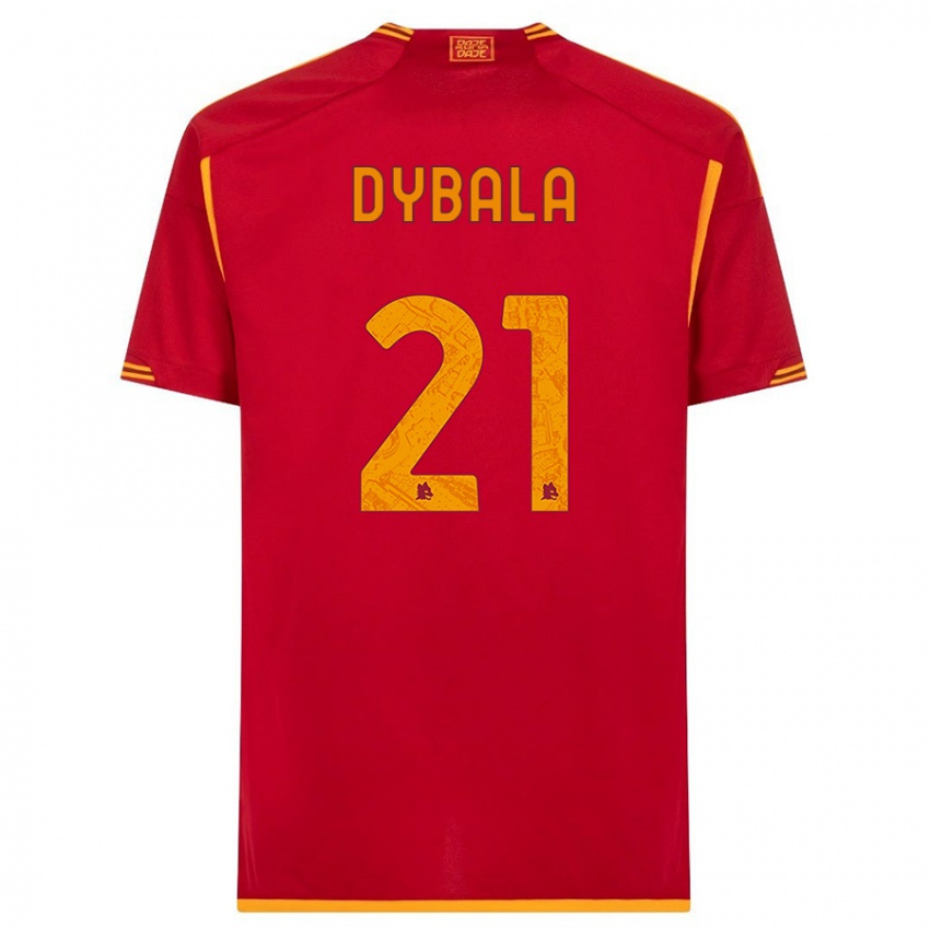 Mænd Paulo Dybala #21 Rød Hjemmebane Spillertrøjer 2023/24 Trøje T-Shirt