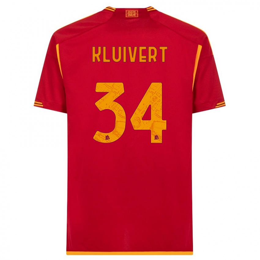 Mænd Justin Kluivert #34 Rød Hjemmebane Spillertrøjer 2023/24 Trøje T-Shirt