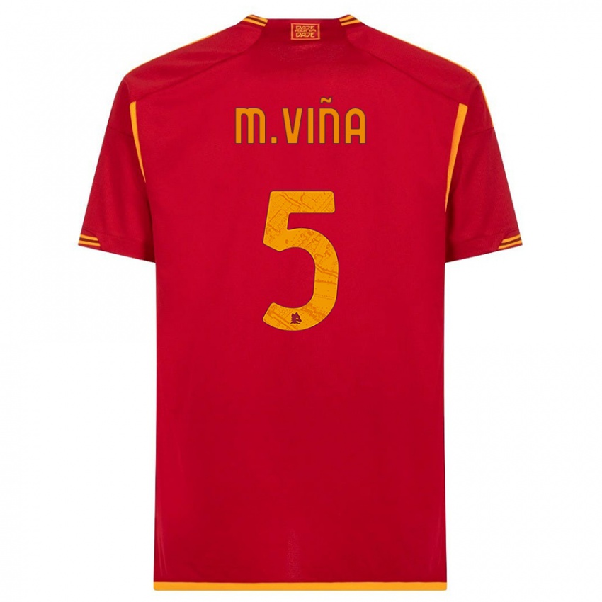 Mænd Matias Vina #5 Rød Hjemmebane Spillertrøjer 2023/24 Trøje T-Shirt