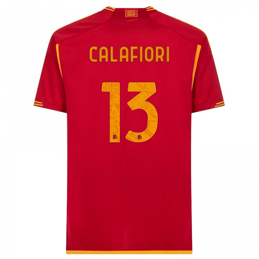 Mænd Riccardo Calafiori #13 Rød Hjemmebane Spillertrøjer 2023/24 Trøje T-Shirt