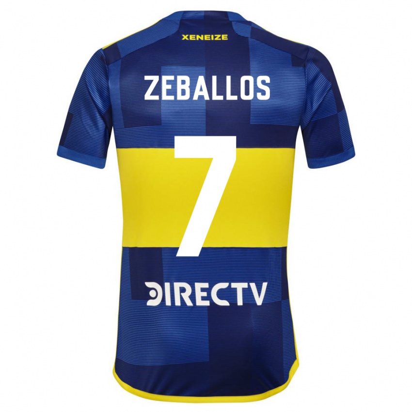 Mænd Exequiel Zeballos #7 Mørkeblå Gul Hjemmebane Spillertrøjer 2023/24 Trøje T-Shirt