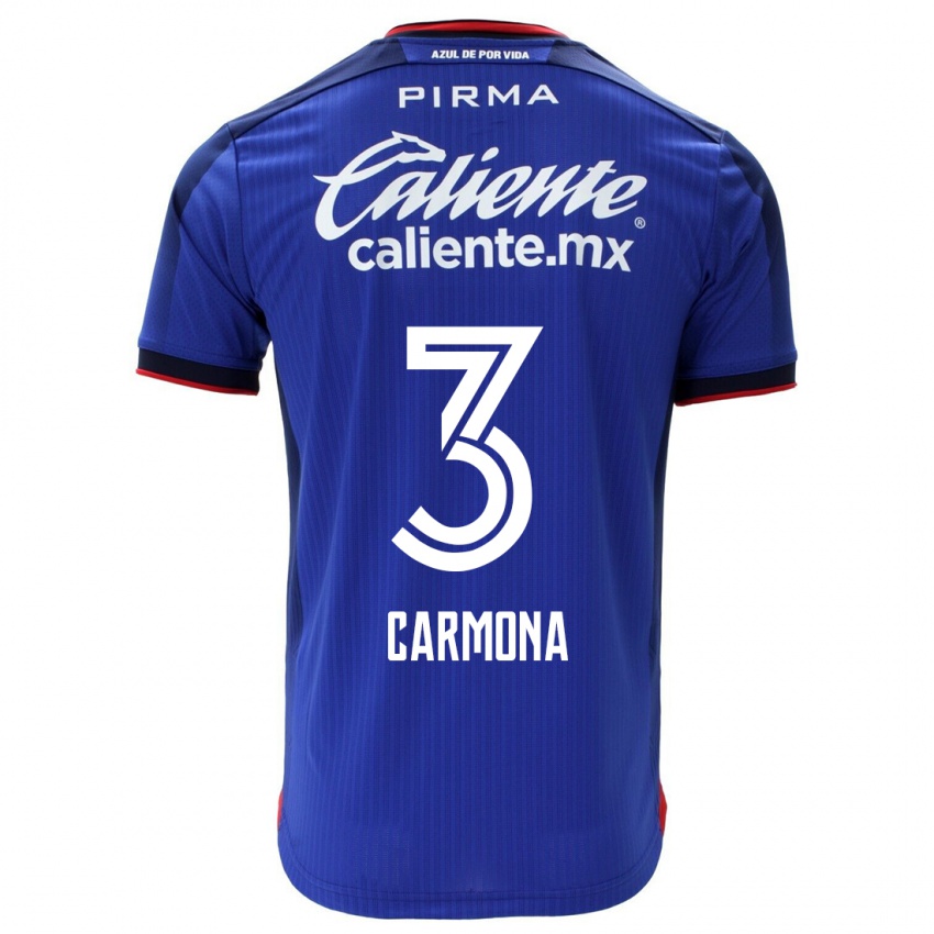 Mænd Edith Carmona #3 Blå Hjemmebane Spillertrøjer 2023/24 Trøje T-Shirt