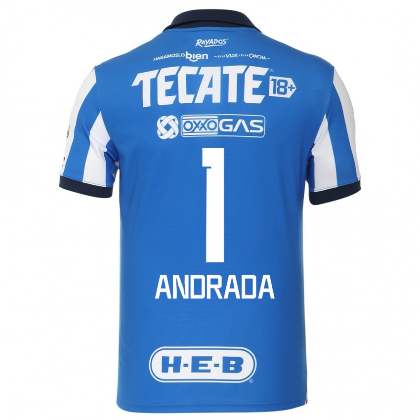 Mænd Esteban Andrada #1 Blå Hvid Hjemmebane Spillertrøjer 2023/24 Trøje T-Shirt