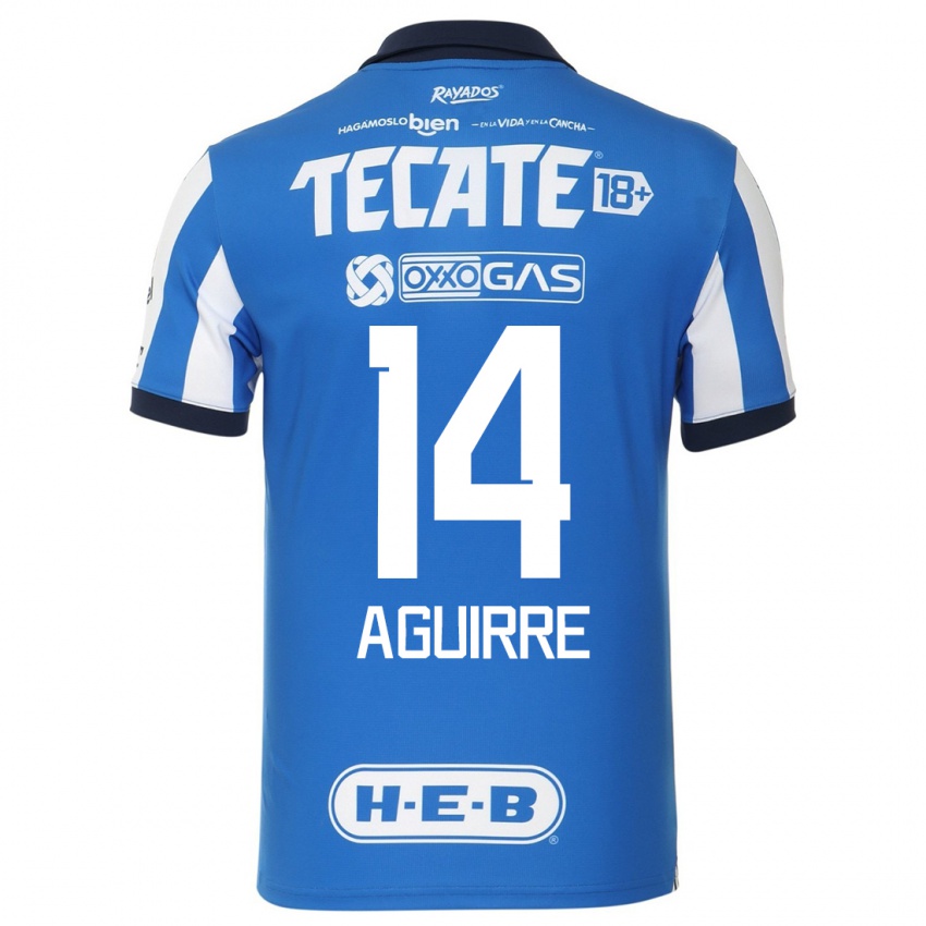 Mænd Erick Aguirre #14 Blå Hvid Hjemmebane Spillertrøjer 2023/24 Trøje T-Shirt