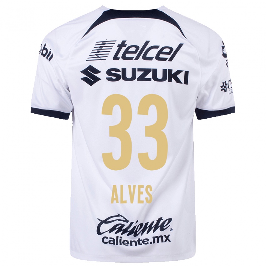 Mænd Dani Alves #33 Hvid Hjemmebane Spillertrøjer 2023/24 Trøje T-Shirt