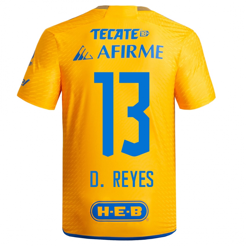 Mænd Diego Reyes #13 Gul Hjemmebane Spillertrøjer 2023/24 Trøje T-Shirt