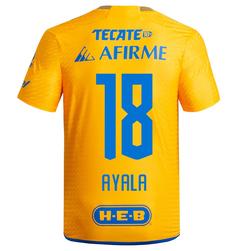 Mænd David Ayala #18 Gul Hjemmebane Spillertrøjer 2023/24 Trøje T-Shirt