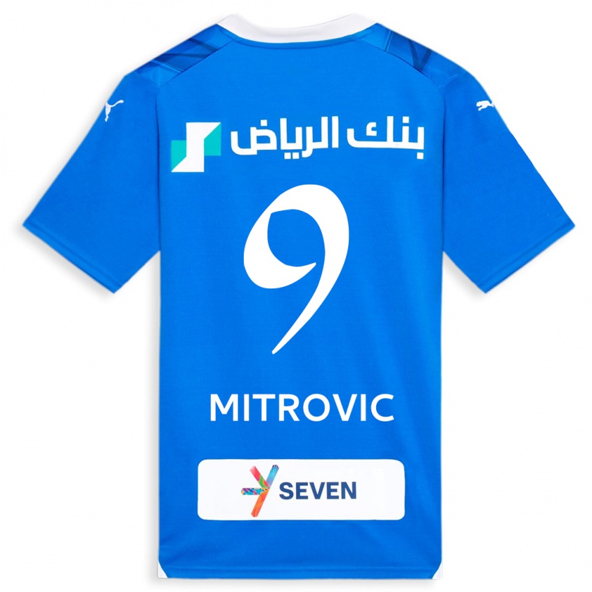 Mænd Aleksandar Mitrovic #9 Blå Hjemmebane Spillertrøjer 2023/24 Trøje T-Shirt