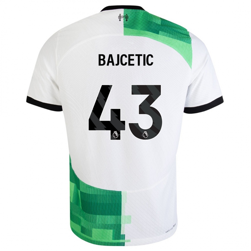 Mænd Stefan Bajcetic #43 Hvid Grøn Udebane Spillertrøjer 2023/24 Trøje T-Shirt