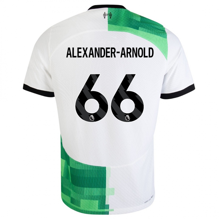 Mænd Trent Alexander-Arnold #66 Hvid Grøn Udebane Spillertrøjer 2023/24 Trøje T-Shirt