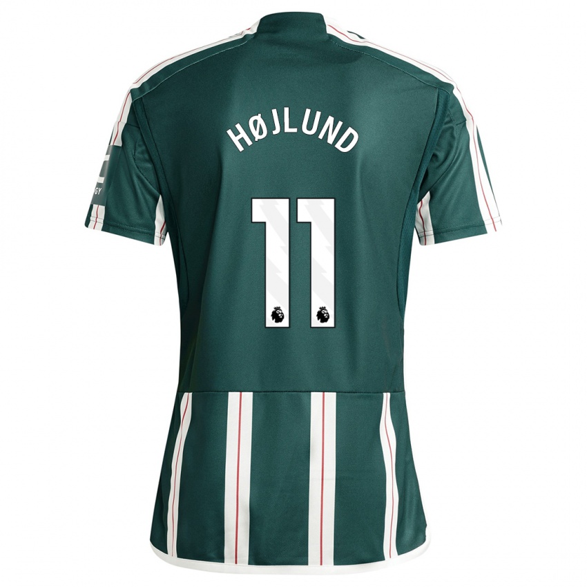 Mænd Rasmus Højlund #11 Mørkegrøn Udebane Spillertrøjer 2023/24 Trøje T-Shirt