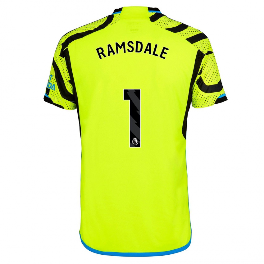 Mænd Aaron Ramsdale #1 Gul Udebane Spillertrøjer 2023/24 Trøje T-Shirt
