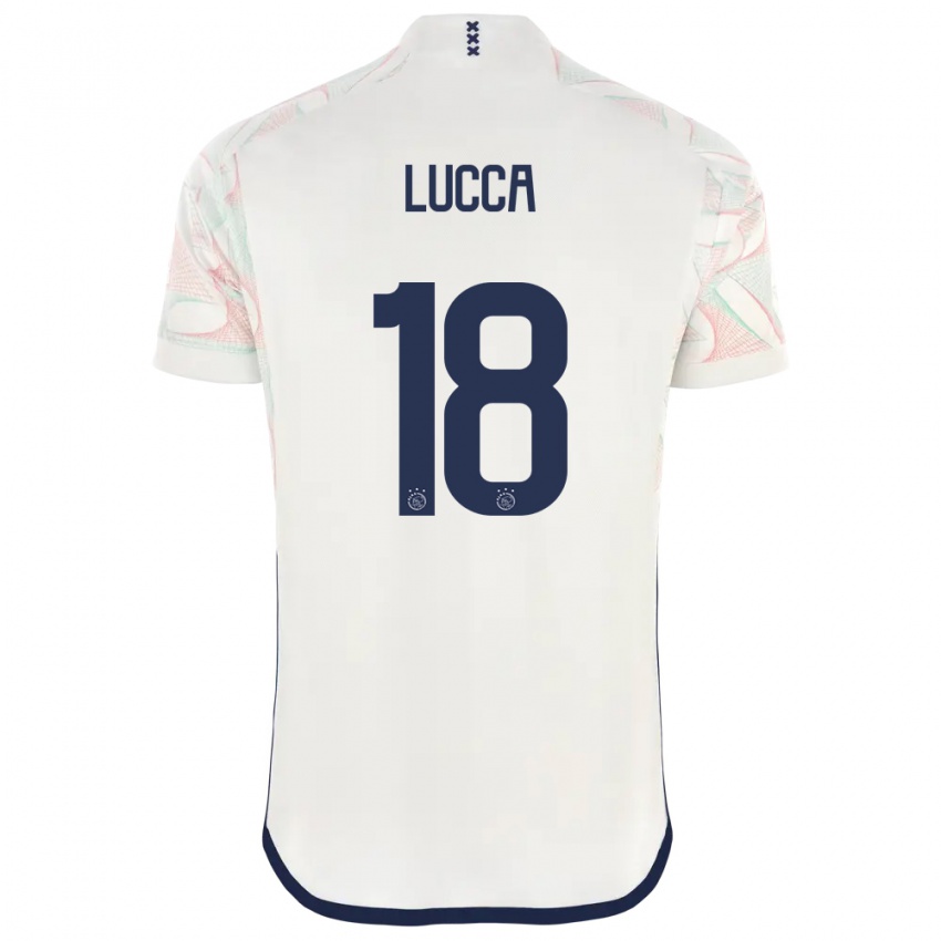 Mænd Lorenzo Lucca #18 Hvid Udebane Spillertrøjer 2023/24 Trøje T-Shirt