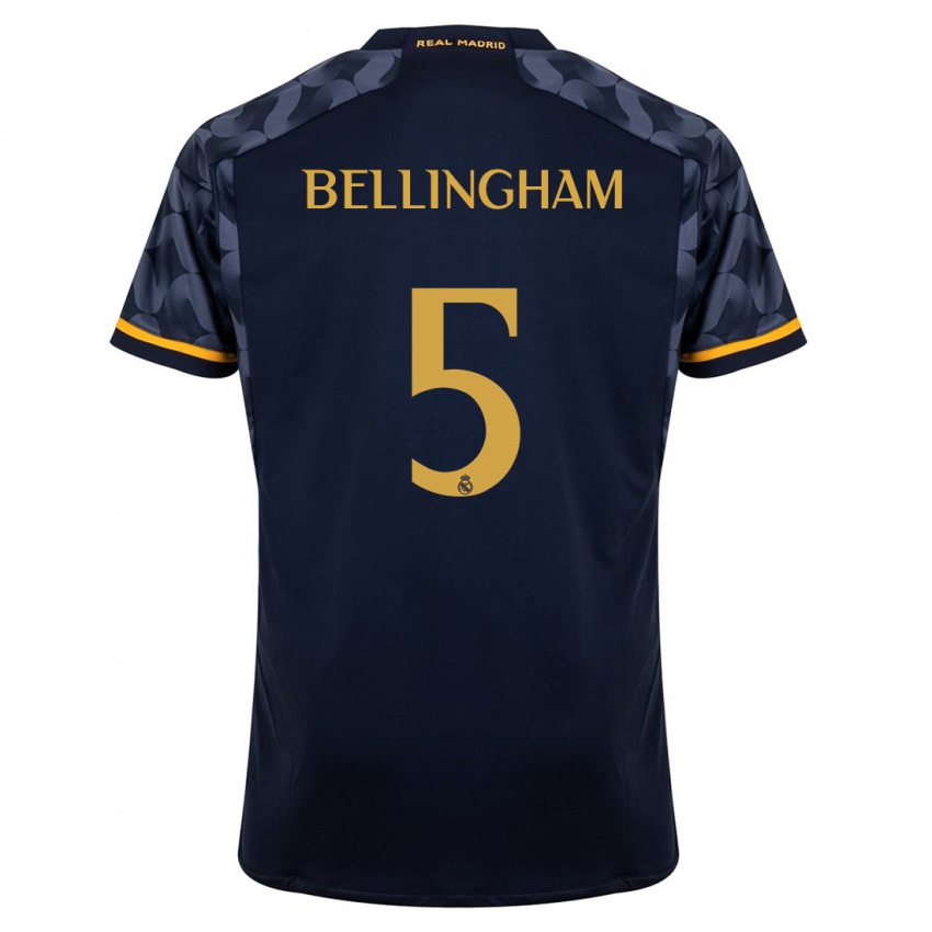 Mænd Jude Bellingham #5 Mørkeblå Udebane Spillertrøjer 2023/24 Trøje T-Shirt