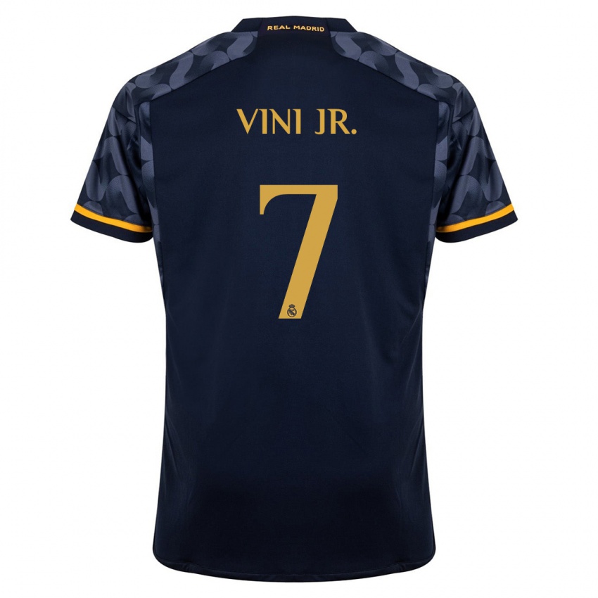 Mænd Vinicius Junior #7 Mørkeblå Udebane Spillertrøjer 2023/24 Trøje T-Shirt