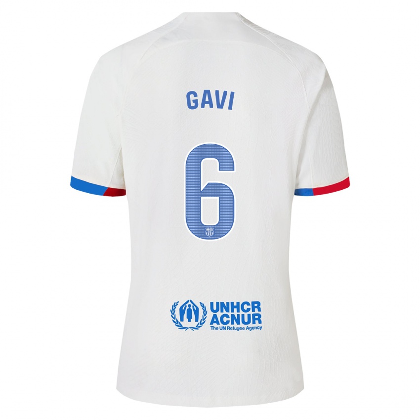 Mænd Gavi #6 Hvid Udebane Spillertrøjer 2023/24 Trøje T-Shirt