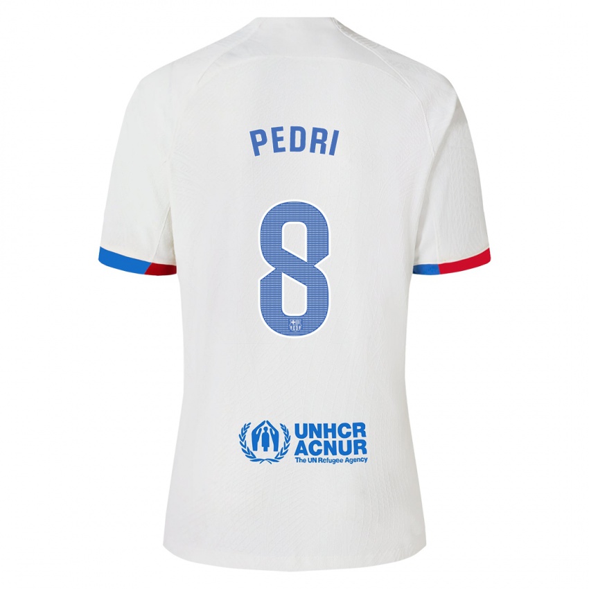 Mænd Pedri #8 Hvid Udebane Spillertrøjer 2023/24 Trøje T-Shirt