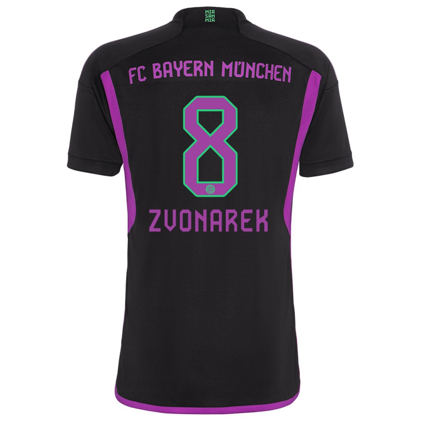 Mænd Lovro Zvonarek #8 Sort Udebane Spillertrøjer 2023/24 Trøje T-Shirt