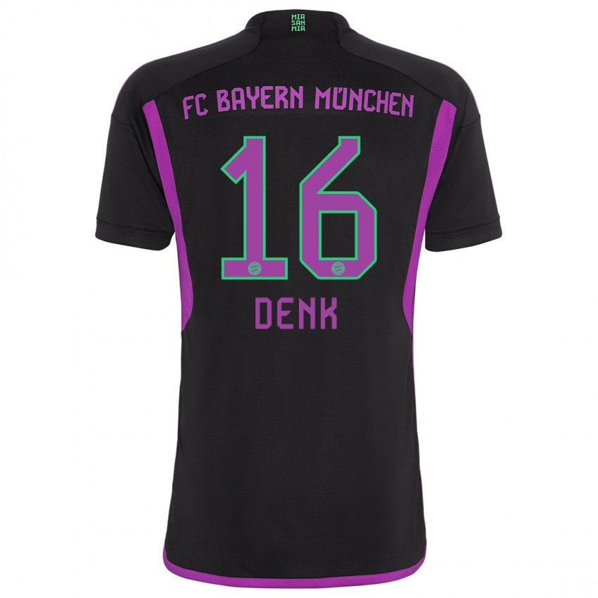 Mænd Luca Denk #16 Sort Udebane Spillertrøjer 2023/24 Trøje T-Shirt