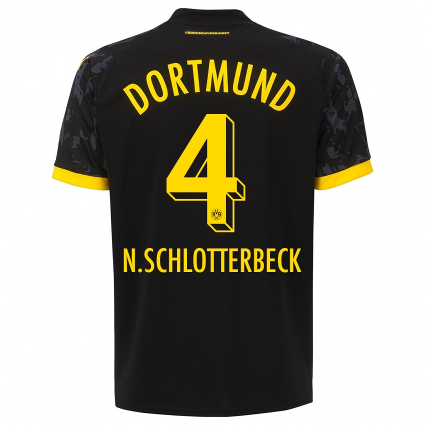 Mænd Nico Schlotterbeck #4 Sort Udebane Spillertrøjer 2023/24 Trøje T-Shirt
