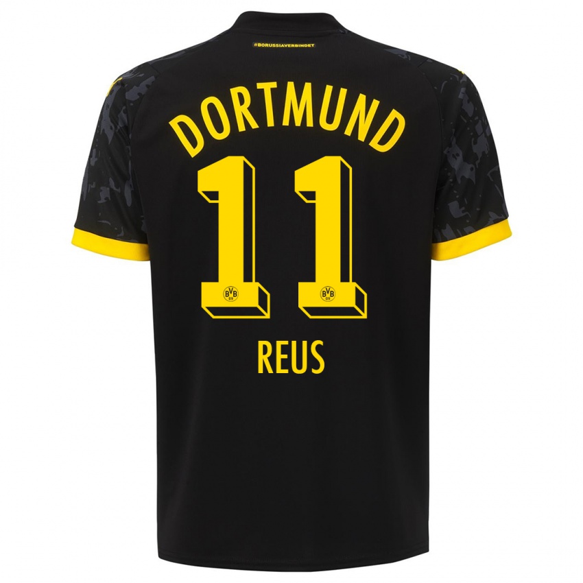 Mænd Marco Reus #11 Sort Udebane Spillertrøjer 2023/24 Trøje T-Shirt