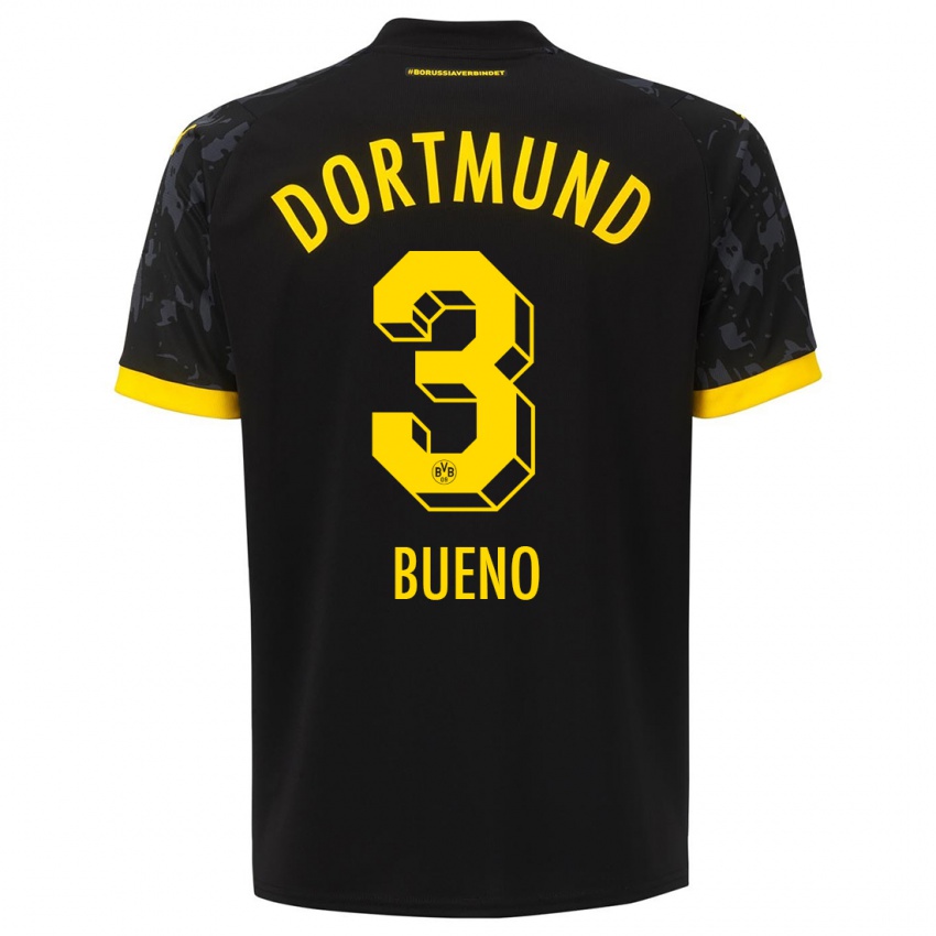 Mænd Guille Bueno #3 Sort Udebane Spillertrøjer 2023/24 Trøje T-Shirt