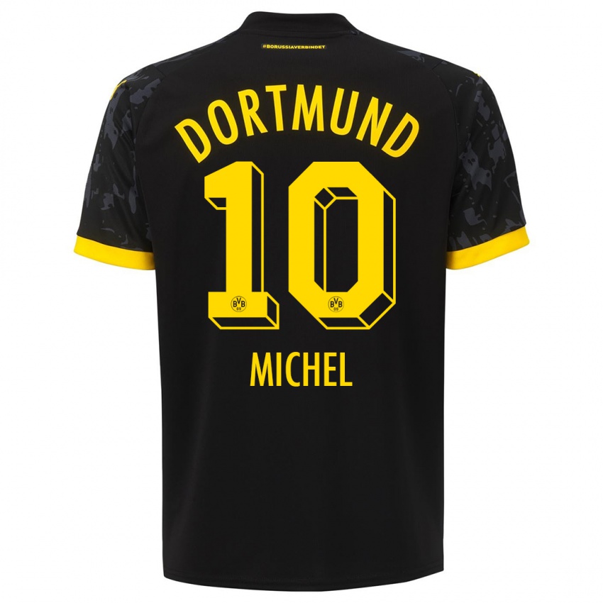 Mænd Falko Michel #10 Sort Udebane Spillertrøjer 2023/24 Trøje T-Shirt