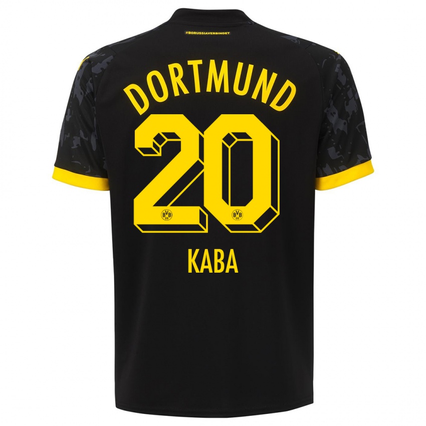 Mænd Mussa Kaba #20 Sort Udebane Spillertrøjer 2023/24 Trøje T-Shirt