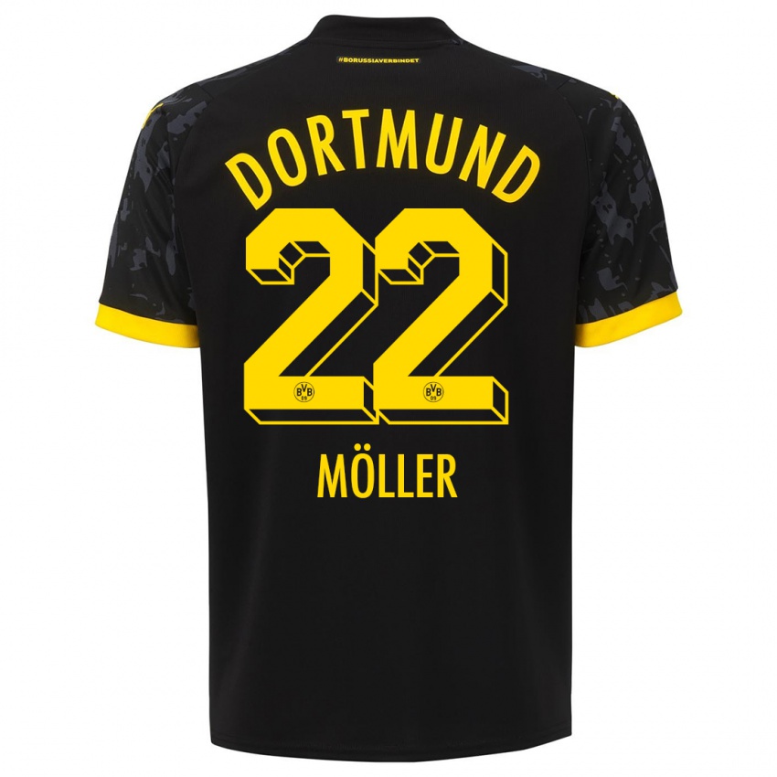 Mænd Paul Möller #22 Sort Udebane Spillertrøjer 2023/24 Trøje T-Shirt