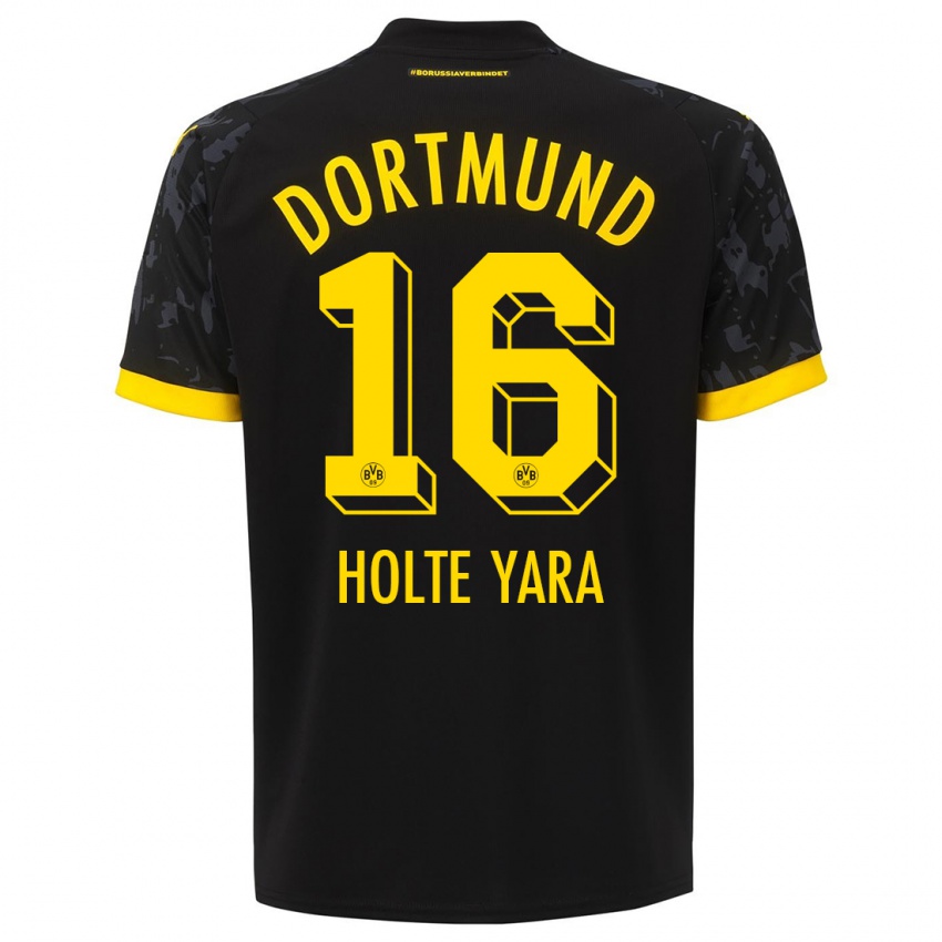 Mænd Ten Holte Yara #16 Sort Udebane Spillertrøjer 2023/24 Trøje T-Shirt