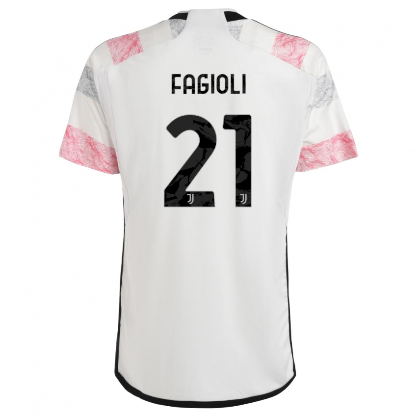 Mænd Nicolo Fagioli #21 Hvid Pink Udebane Spillertrøjer 2023/24 Trøje T-Shirt