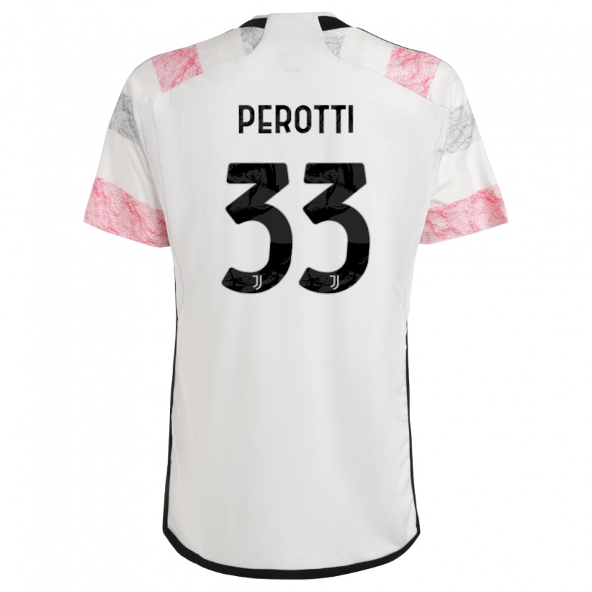 Mænd Clemente Perotti #33 Hvid Pink Udebane Spillertrøjer 2023/24 Trøje T-Shirt