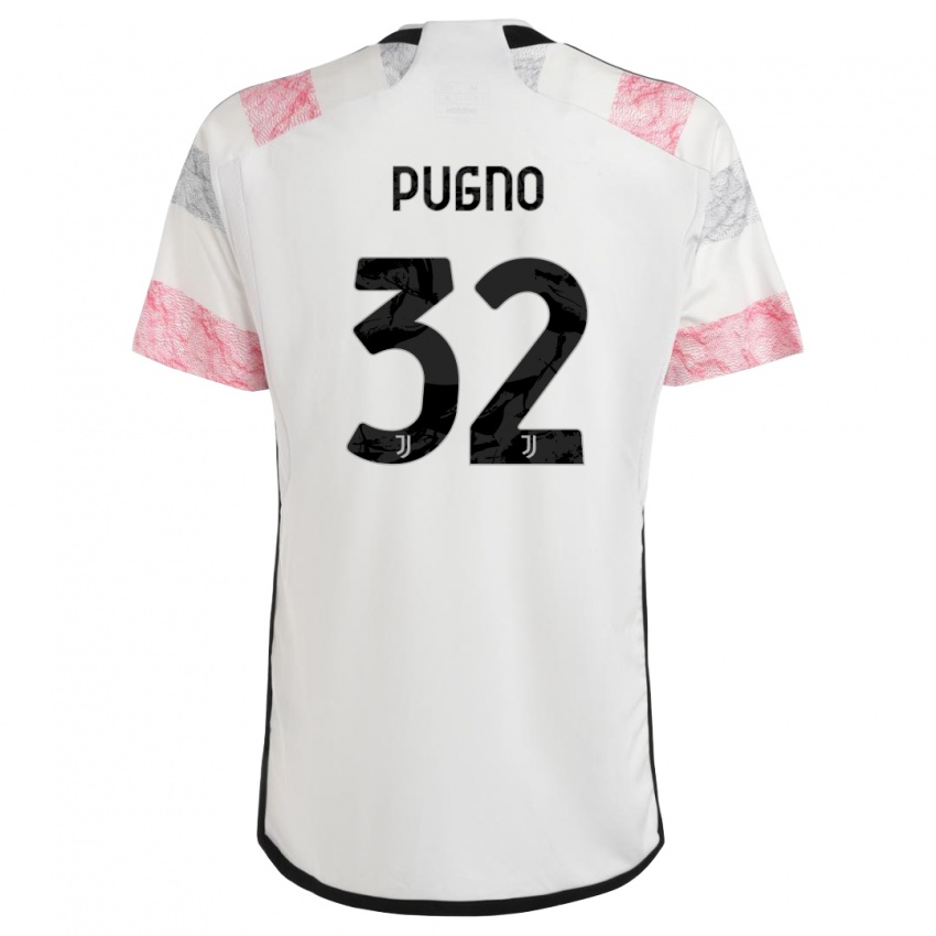 Mænd Diego Pugno #32 Hvid Pink Udebane Spillertrøjer 2023/24 Trøje T-Shirt