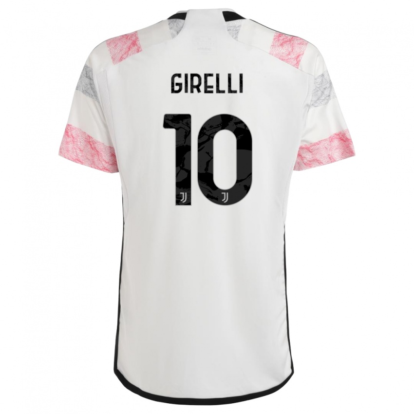 Mænd Cristiana Girelli #10 Hvid Pink Udebane Spillertrøjer 2023/24 Trøje T-Shirt