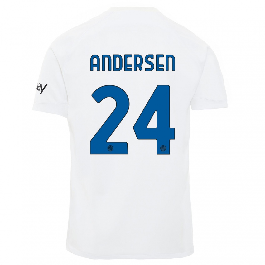 Mænd Silas Andersen #24 Hvid Udebane Spillertrøjer 2023/24 Trøje T-Shirt