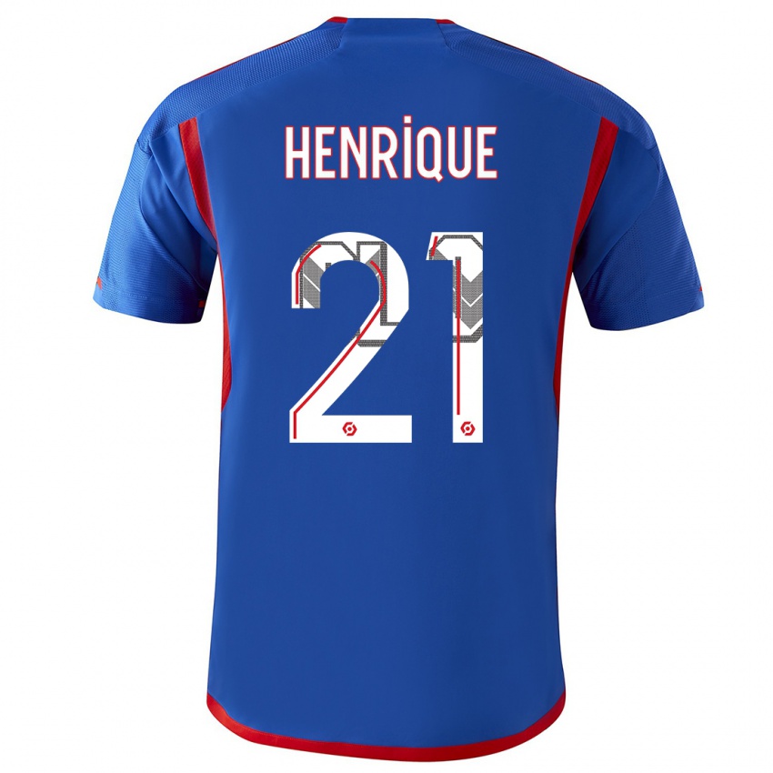 Mænd Henrique #21 Blå Rød Udebane Spillertrøjer 2023/24 Trøje T-Shirt