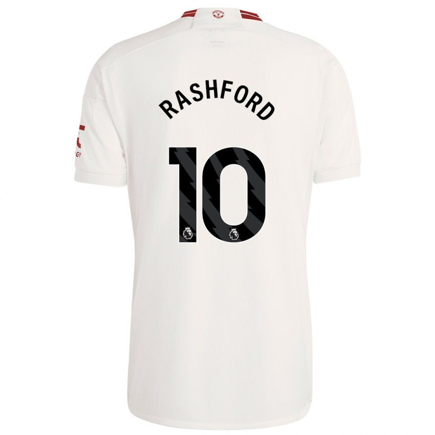 Mænd Marcus Rashford #10 Hvid Tredje Sæt Spillertrøjer 2023/24 Trøje T-Shirt
