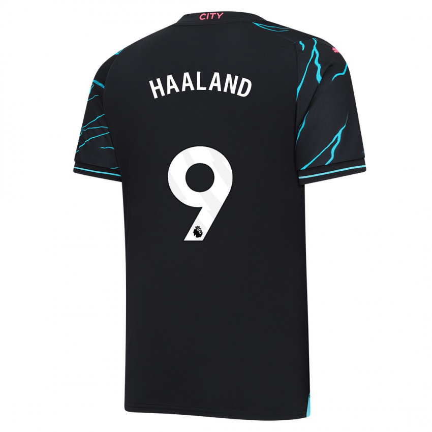 Mænd Erling Haaland #9 Mørkeblå Tredje Sæt Spillertrøjer 2023/24 Trøje T-Shirt