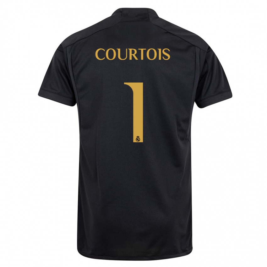 Mænd Thibaut Courtois #1 Sort Tredje Sæt Spillertrøjer 2023/24 Trøje T-Shirt