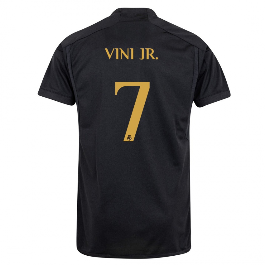 Mænd Vinicius Junior #7 Sort Tredje Sæt Spillertrøjer 2023/24 Trøje T-Shirt