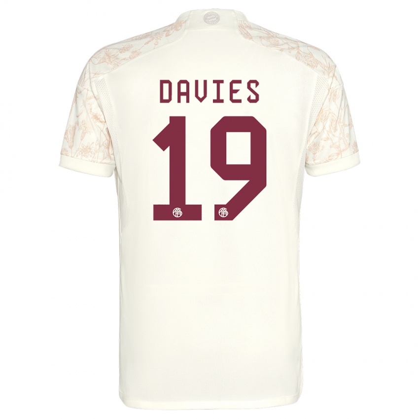 Mænd Alphonso Davies #19 Off White Tredje Sæt Spillertrøjer 2023/24 Trøje T-Shirt