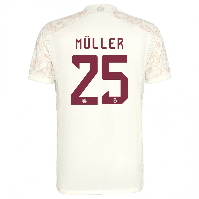 Mænd Thomas Muller #25 Off White Tredje Sæt Spillertrøjer 2023/24 Trøje T-Shirt