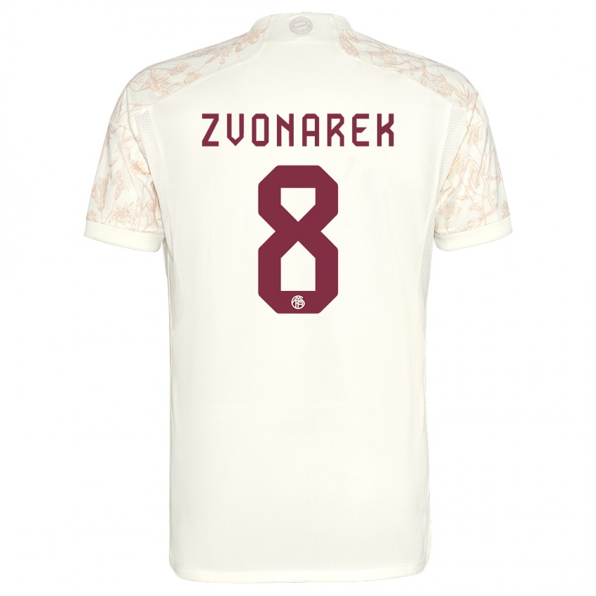 Mænd Lovro Zvonarek #8 Off White Tredje Sæt Spillertrøjer 2023/24 Trøje T-Shirt