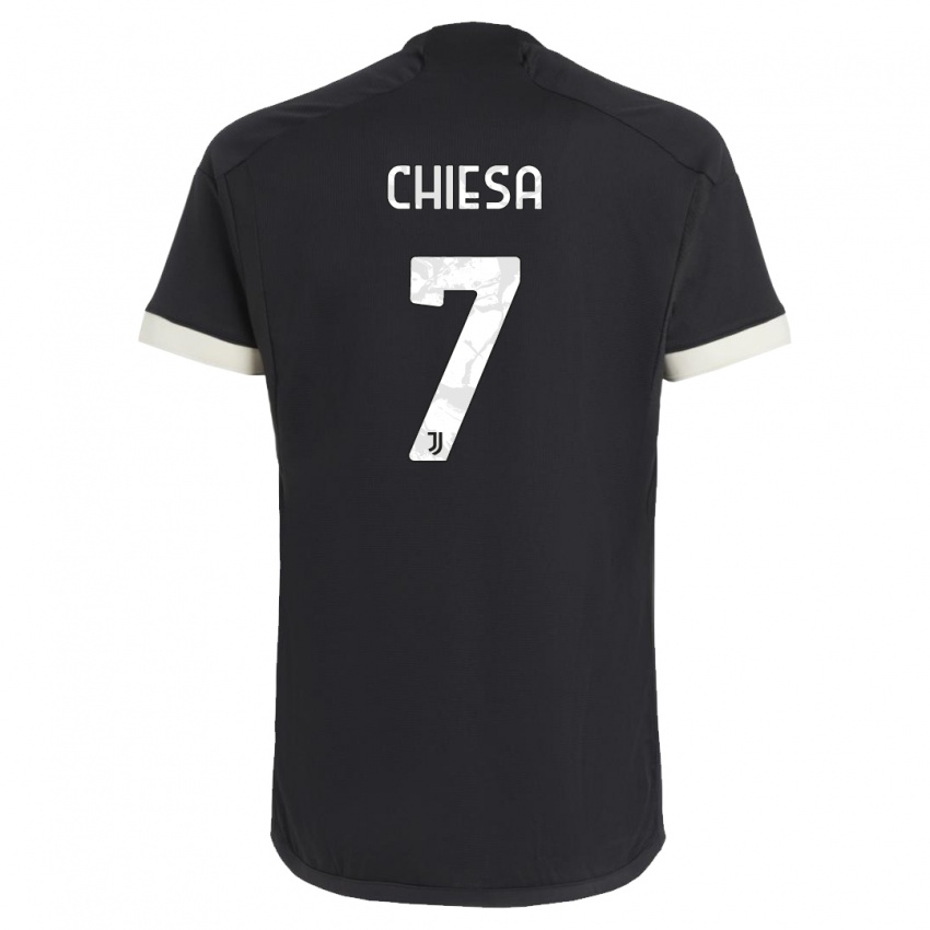 Mænd Federico Chiesa #7 Sort Tredje Sæt Spillertrøjer 2023/24 Trøje T-Shirt