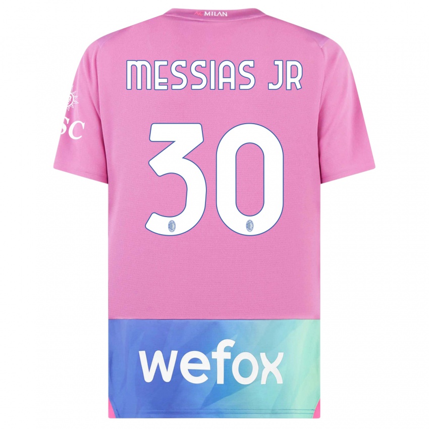 Mænd Junior Messias #30 Pink Lilla Tredje Sæt Spillertrøjer 2023/24 Trøje T-Shirt