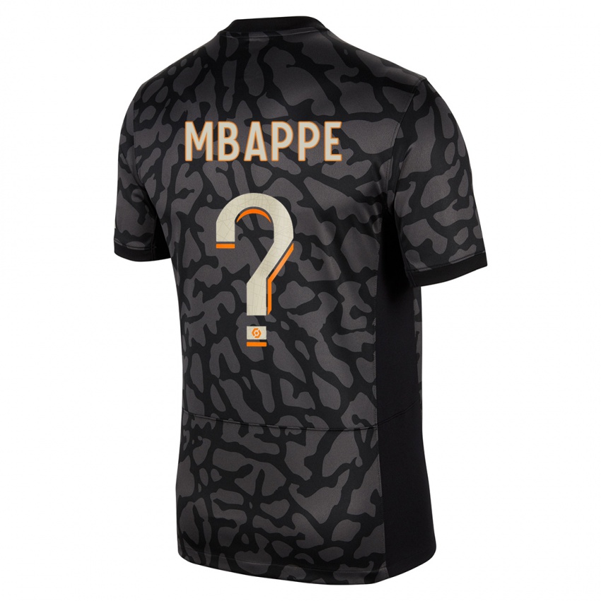 Mænd Ethan Mbappe #0 Sort Tredje Sæt Spillertrøjer 2023/24 Trøje T-Shirt