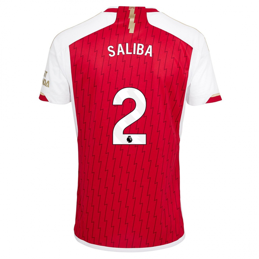 Kvinder William Saliba #2 Rød Hjemmebane Spillertrøjer 2023/24 Trøje T-Shirt