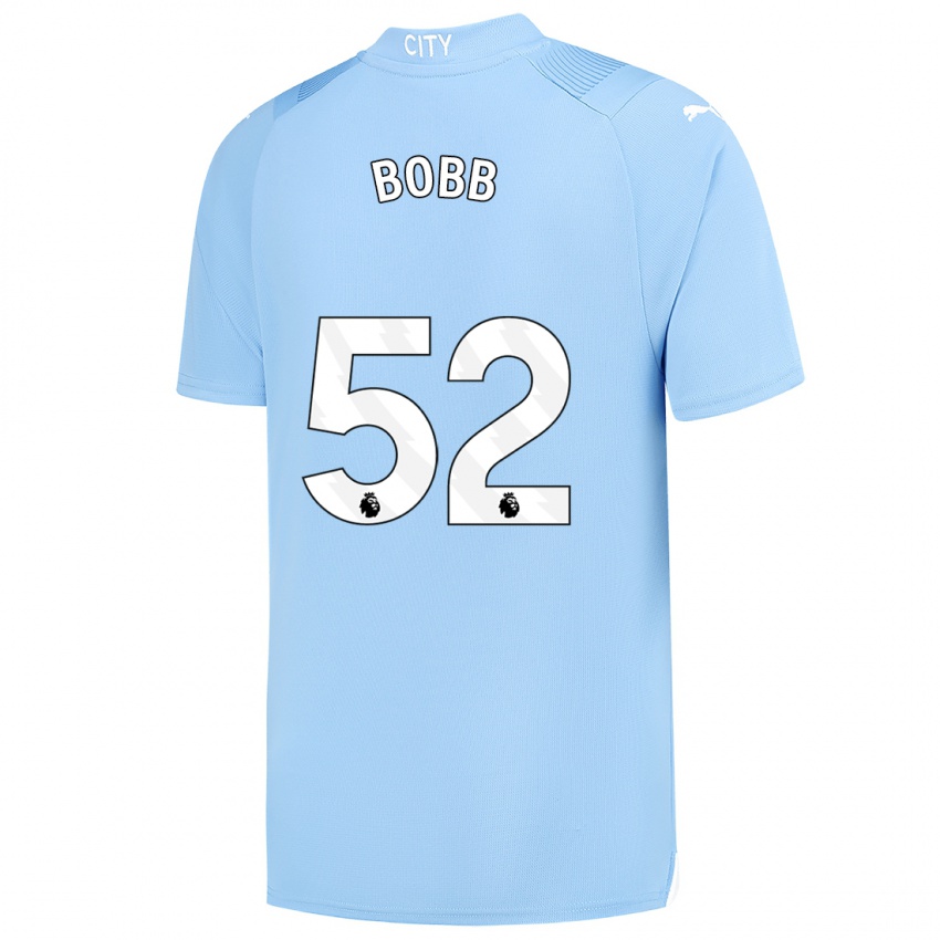Kvinder Oscar Bobb #52 Lyseblå Hjemmebane Spillertrøjer 2023/24 Trøje T-Shirt