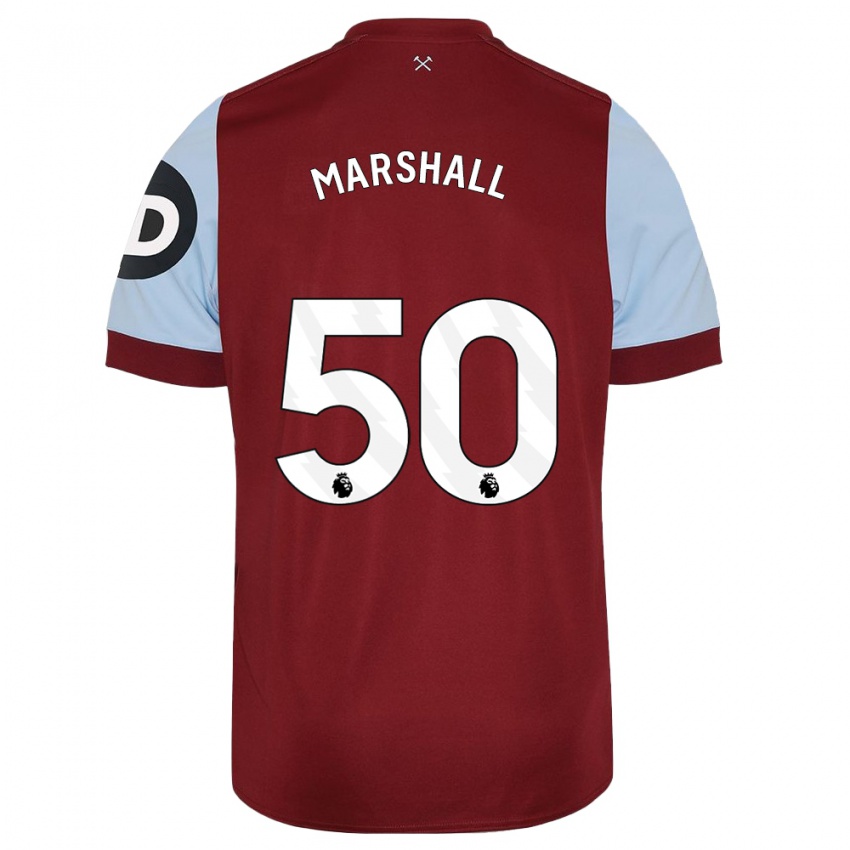 Kvinder Callum Marshall #50 Rødbrun Hjemmebane Spillertrøjer 2023/24 Trøje T-Shirt